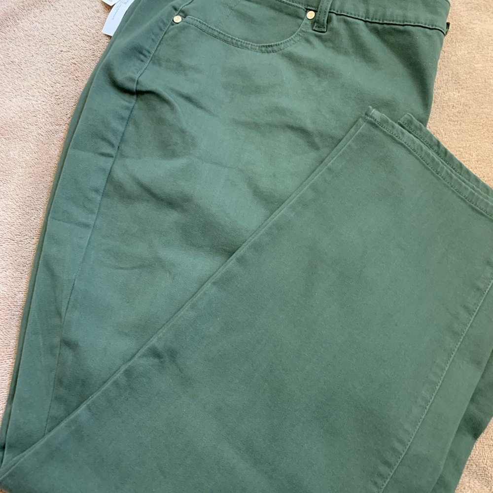 Green cotton straight leg jeans. Size 24w.